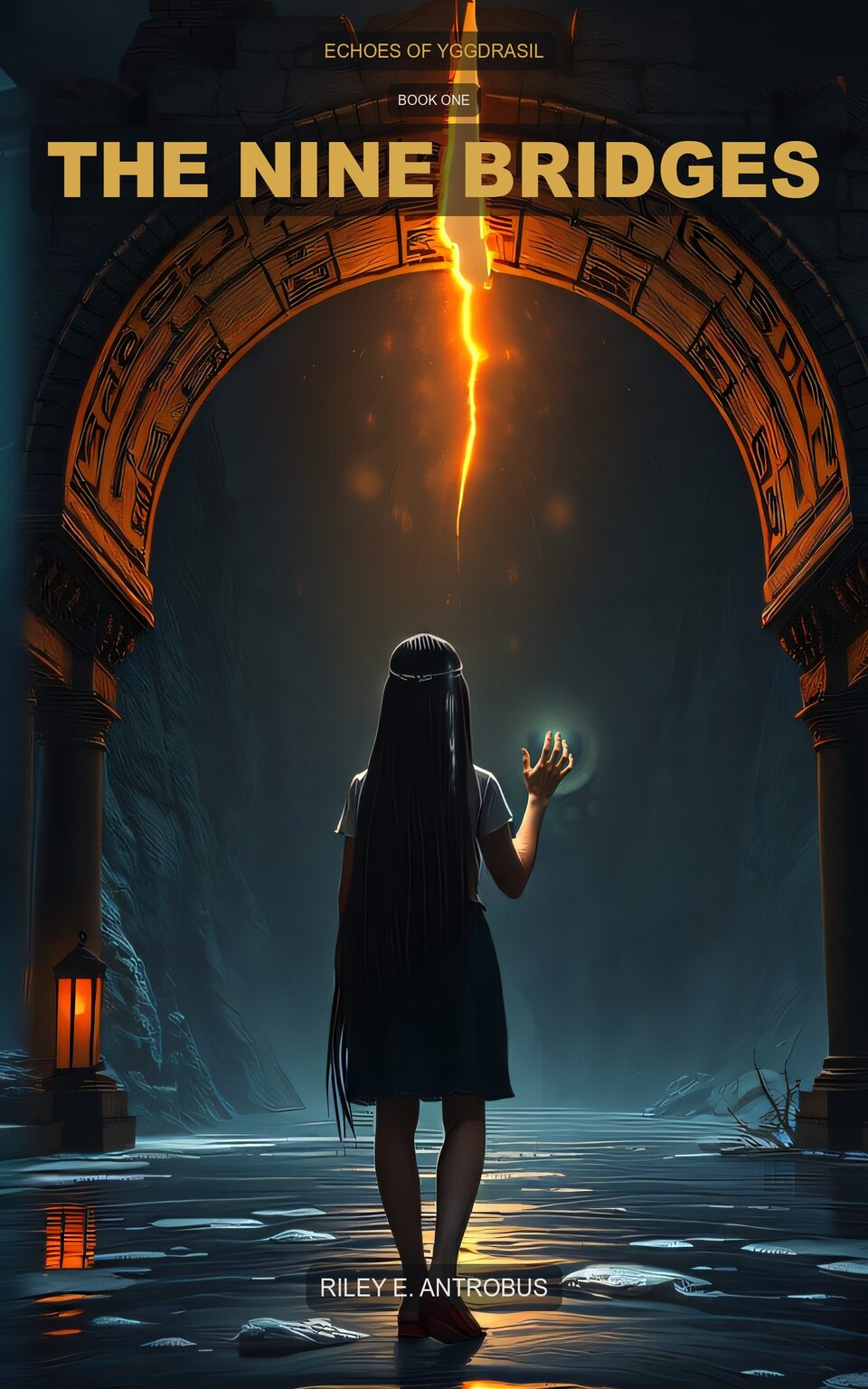 The Nine Bridges book cover — Echoes of Yggdrasil Book 1, a Norse urban fantasy beneath Chicago